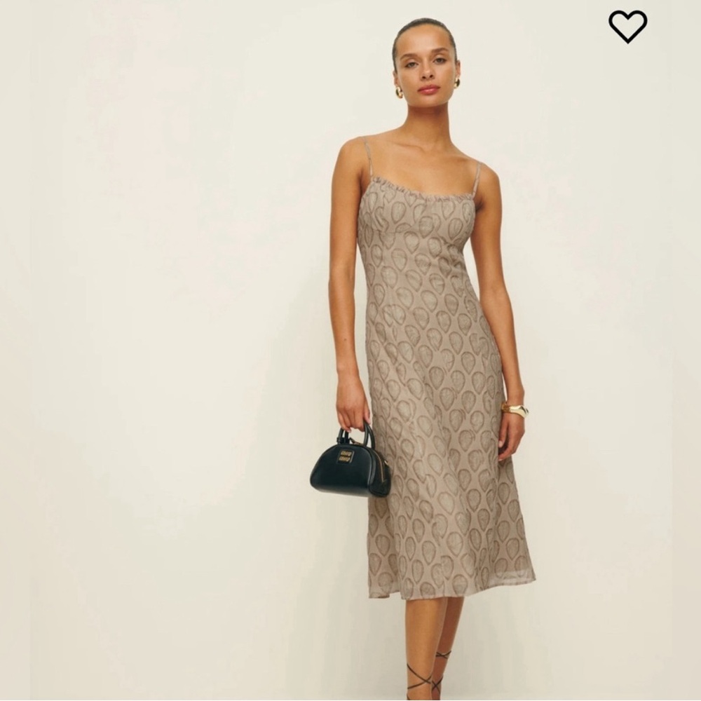 Reformation Tessie dress in Sand